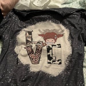 Splatter tie dye highland cow love shirt